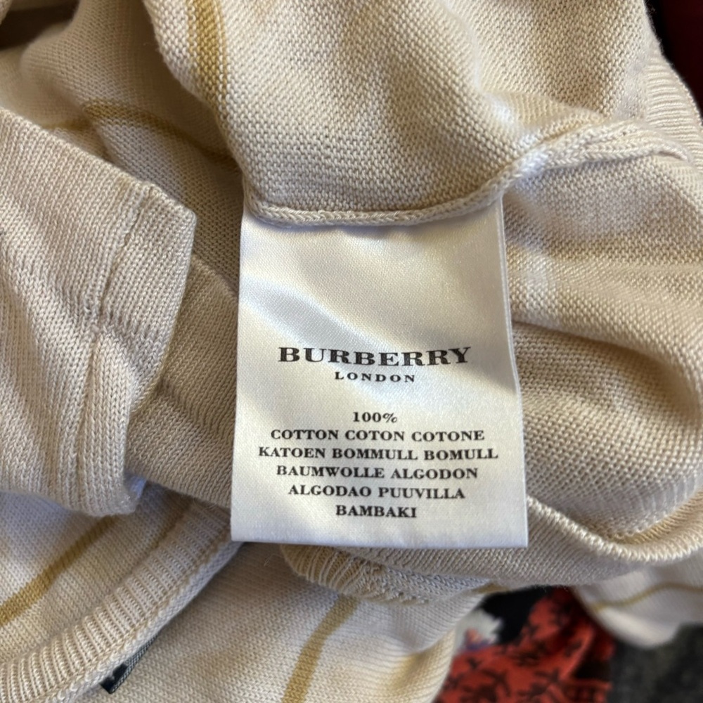 Burberry Golf Tan Lightweight Knit Striped Long Sleeve Sweater Extra Large - Picture 8 of 8